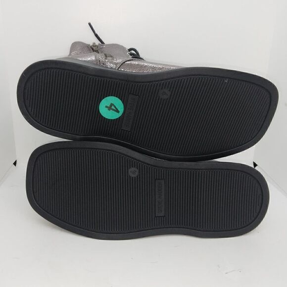 Steve Madden Womens NEW Designer Pewter Glitter Combat Boots w/Zipper - sz. 4 - Picture 5 of 6